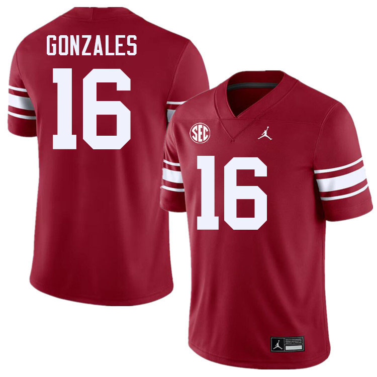 Oklahoma Sooners #16 Cole Gonzales College Football Jersey Stitched-Throwback